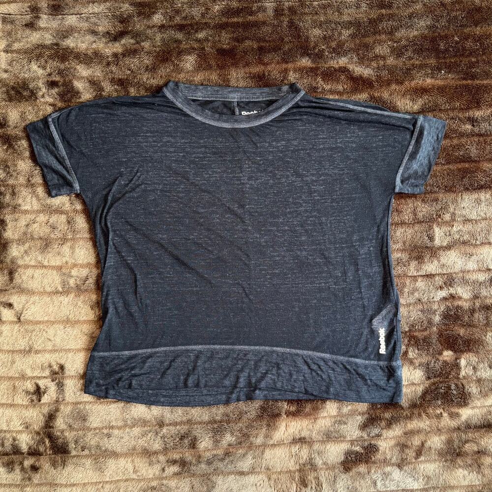 Reebok M Black Semi-Sheer Poly/Cotton T-Shirt~Boxy Fit